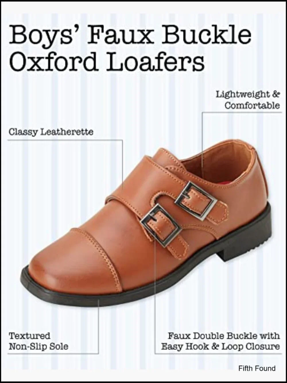 Boys Dress Shoes Hook Loop Double Monk Strap Cap Toe Oxford Loafers Toddler